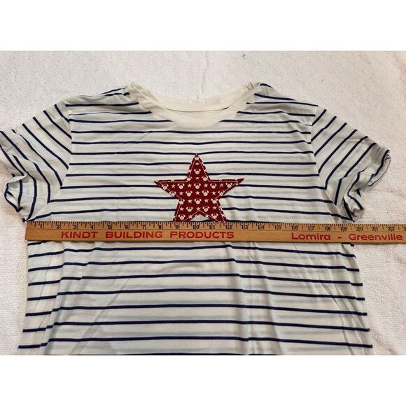 Disney Parks Blue White Striped Red Star Mickey Shirt Size XL - Picture 3 of 6